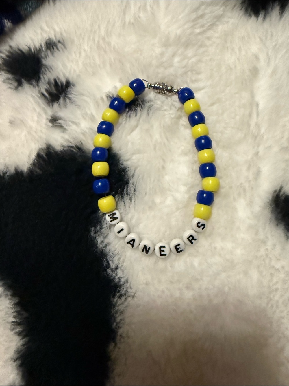 Personalized Kids Beaded Bracelet - Blue & Yellow Name Beads